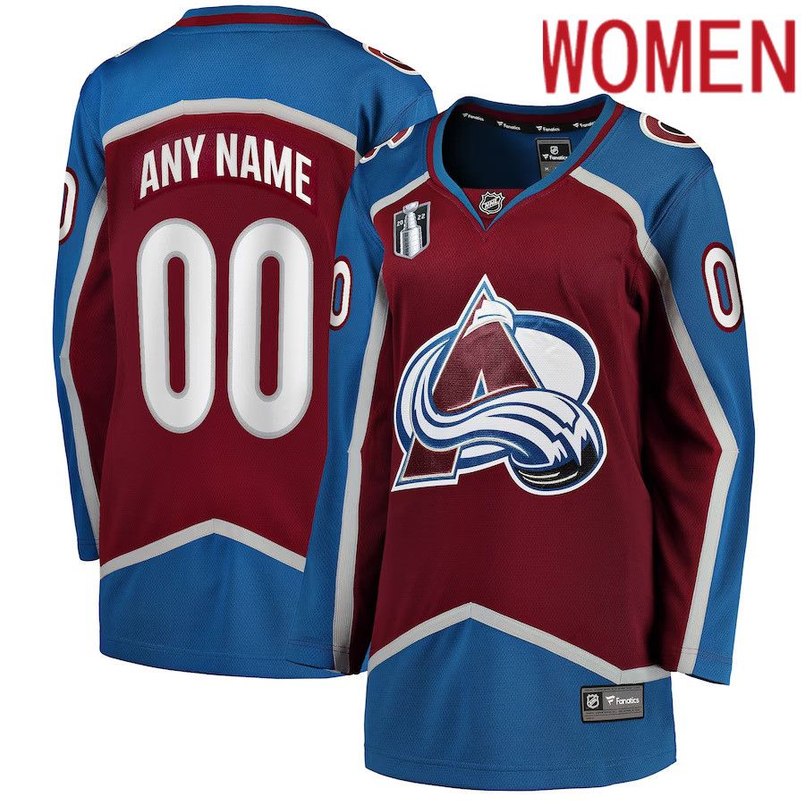 Women Colorado Avalanche Fanatics Branded Burgundy Home 2022 Stanley Cup Final Breakaway Custom NHL Jersey->customized nhl jersey->Custom Jersey